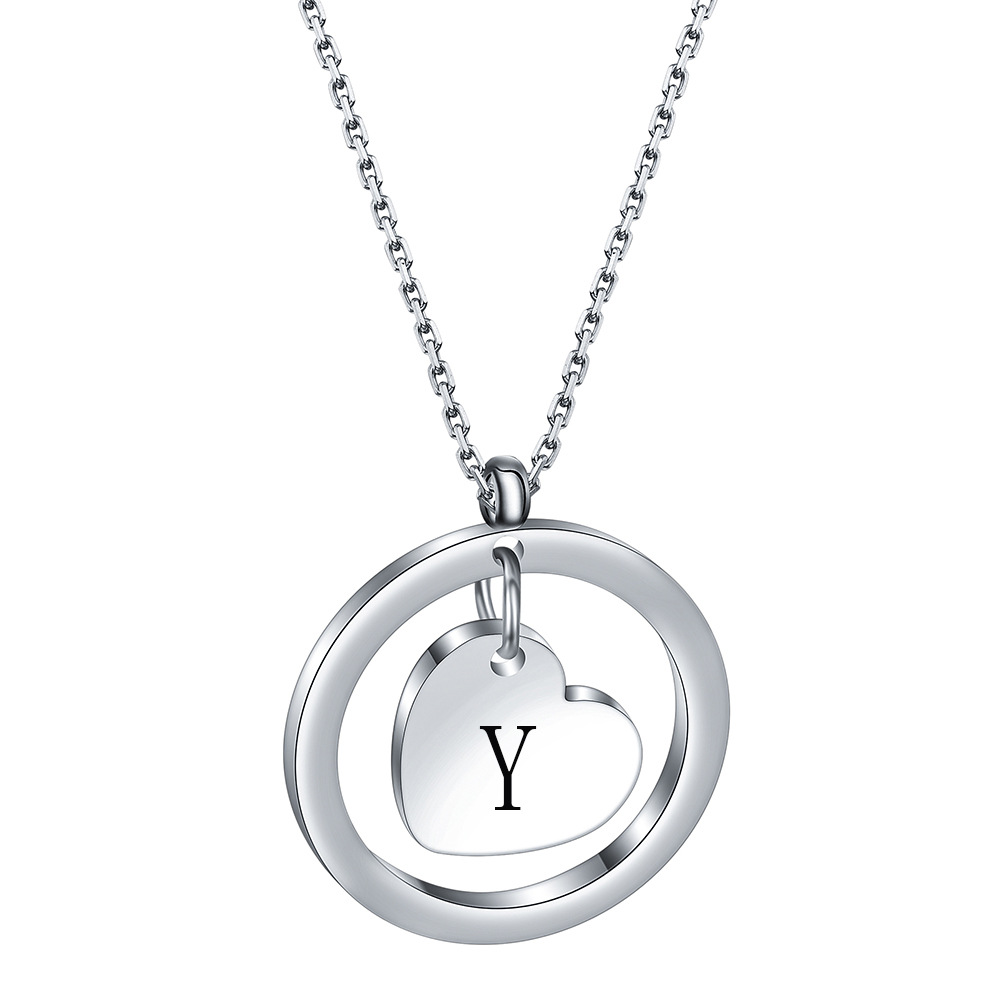 Letter Pattern Unisex Gender Simple Style Letter Stainless Steel Titanium Steel Plating Pendant Necklace