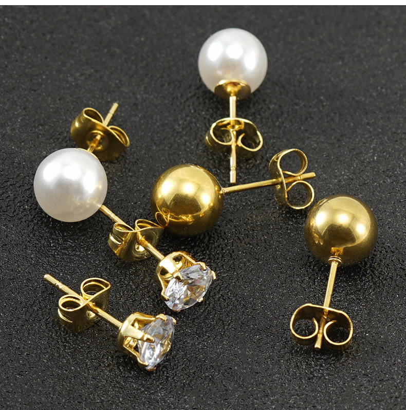 Modern Style Geometric Plating Stainless Steel Zircon Ear Studs display picture 1