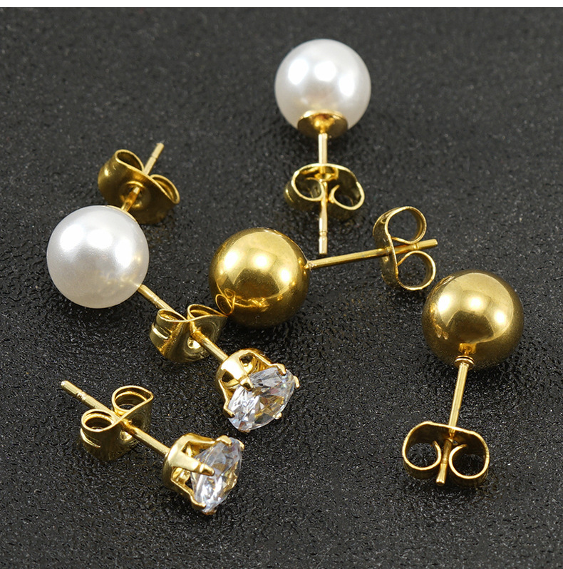 Style Moderne Géométrique Placage Acier Inoxydable Zircon Boucles D'oreilles display picture 1