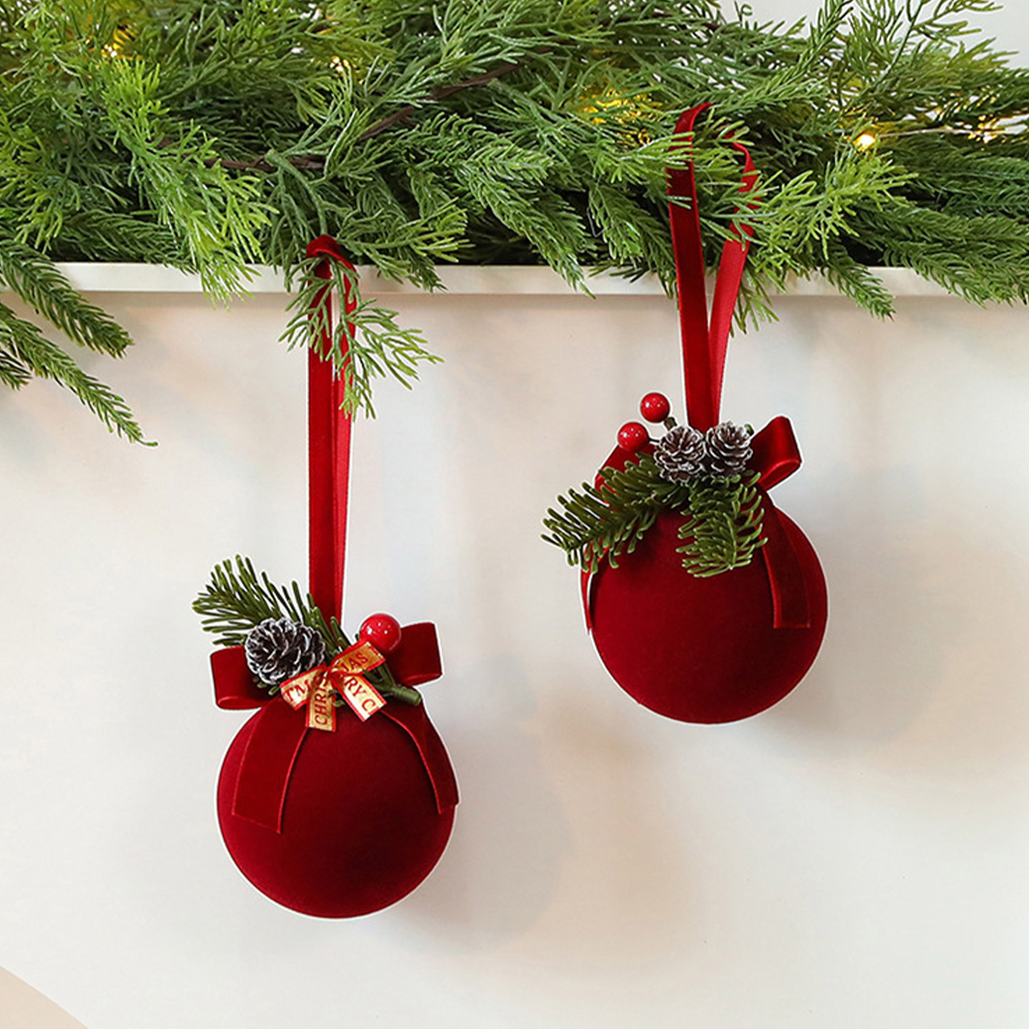 Nordic Flocked Christmas Bell Decorations – Festive Holiday Ornaments With Bows, Jingle Bells & Flocked Details (6 Styles)_voghion.com
