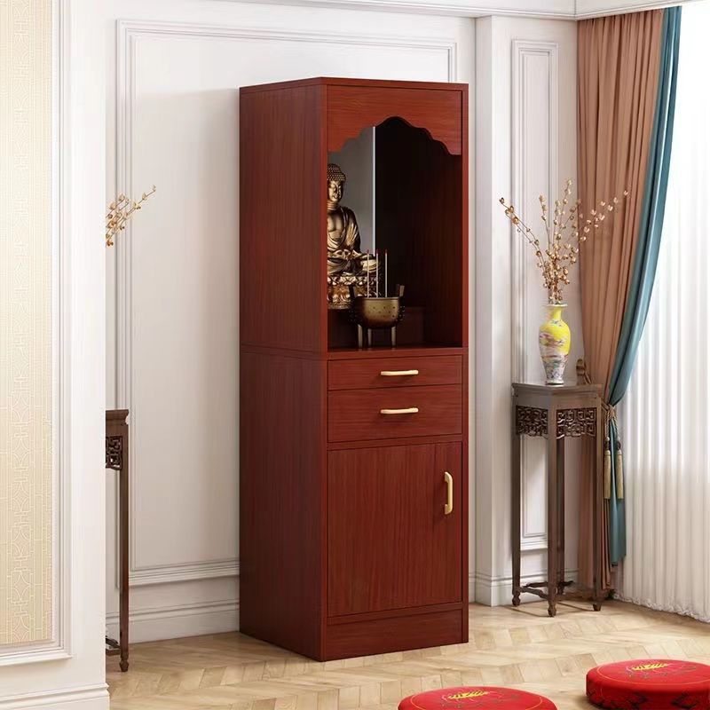 Chinese-Style Altar Cabinet for Living Room, Offering Table for God of Wealth, Incense Table, Home-Use Buddhist Altar with Doors