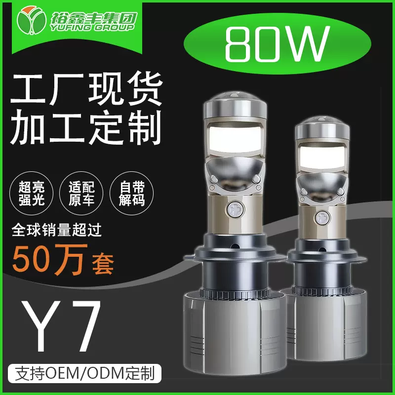 Y7激光透镜led汽车大灯适配原车改装h1 h7远近一体h4灯光升级批发