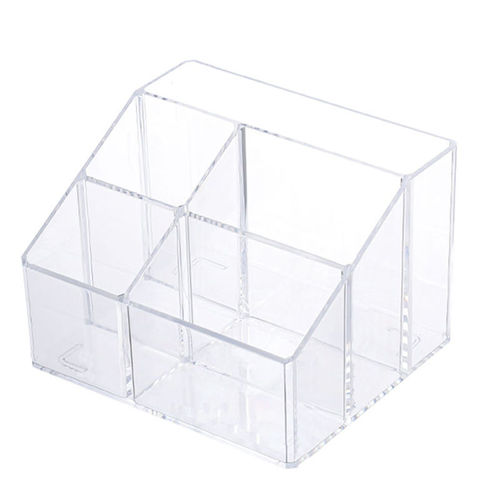 Acrylic transparent pen holder student desk storage box multi-grid simple multi-functional storage box desktop organization box