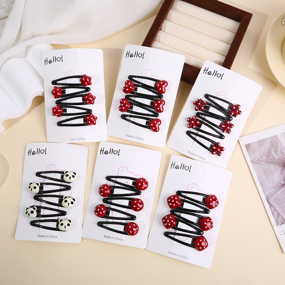 Niña frontal lateral fijación de pestañas niñas tarjetas de cabello rojo Anchorage niños puntos de onda amor bb clip de cabello adornamiento para el cabello