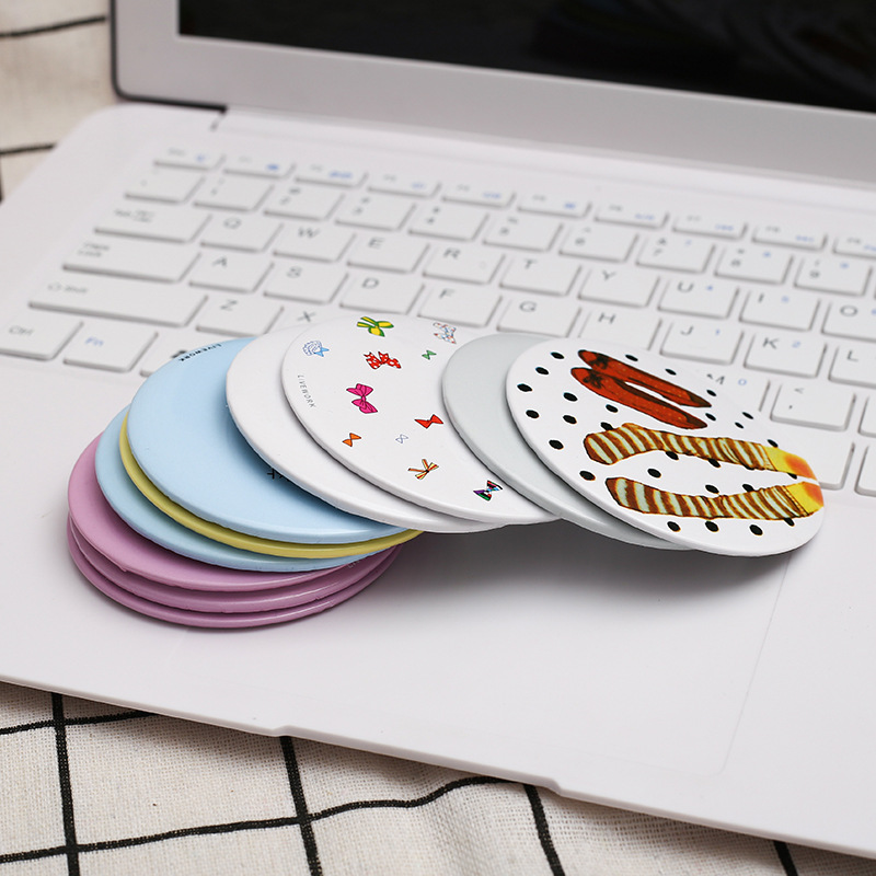 Pequeño espejo de dibujos animados lindo espejo de maquillaje portátil pequeño espejo redondo patrón de dibujos animados espejo de mano espejo de maquillaje