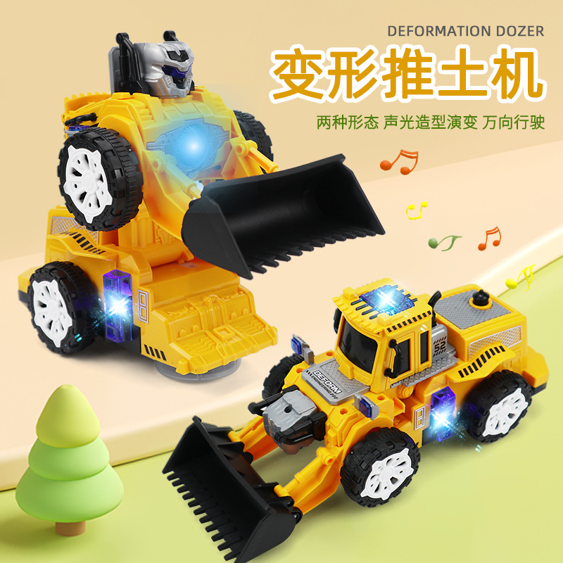Transfronterizo eléctrico universal deformación automática caminar bulldozer luz música ingeniería vehículo modelo de juguete eléctrico de los niños