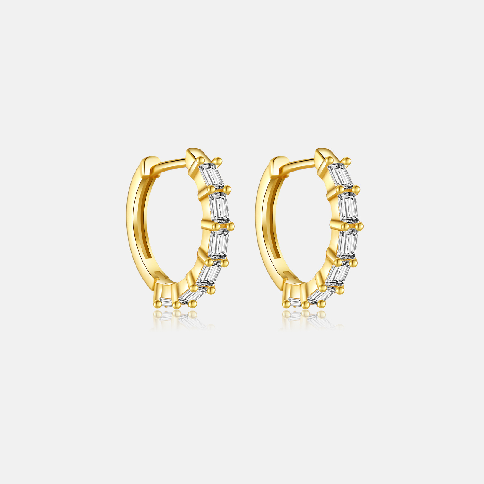 1 Pair Simple Style Shiny Geometric Inlay Sterling Silver Zircon 18K Gold Plated Earrings display picture 10