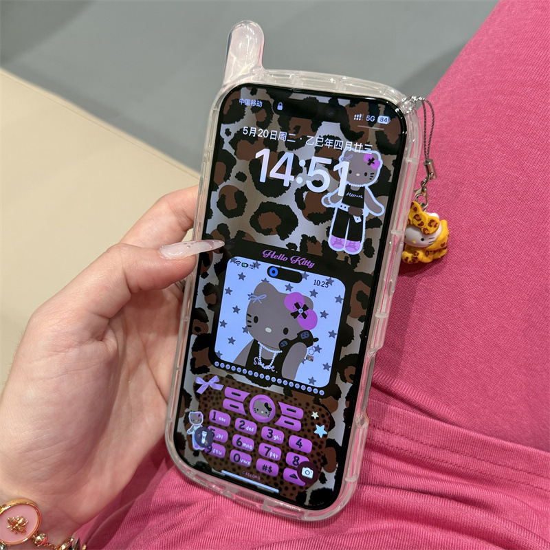 漫画ビッグブラザーとヒョウ柄 KT 猫 iPhone14/13 に適した 12 Apple 16/15 PROMAX 携帯電話ケース落下防止|undefined