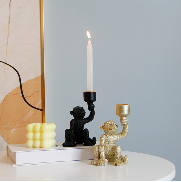 Vintage Style Monkey Resin Candlestick display picture 1