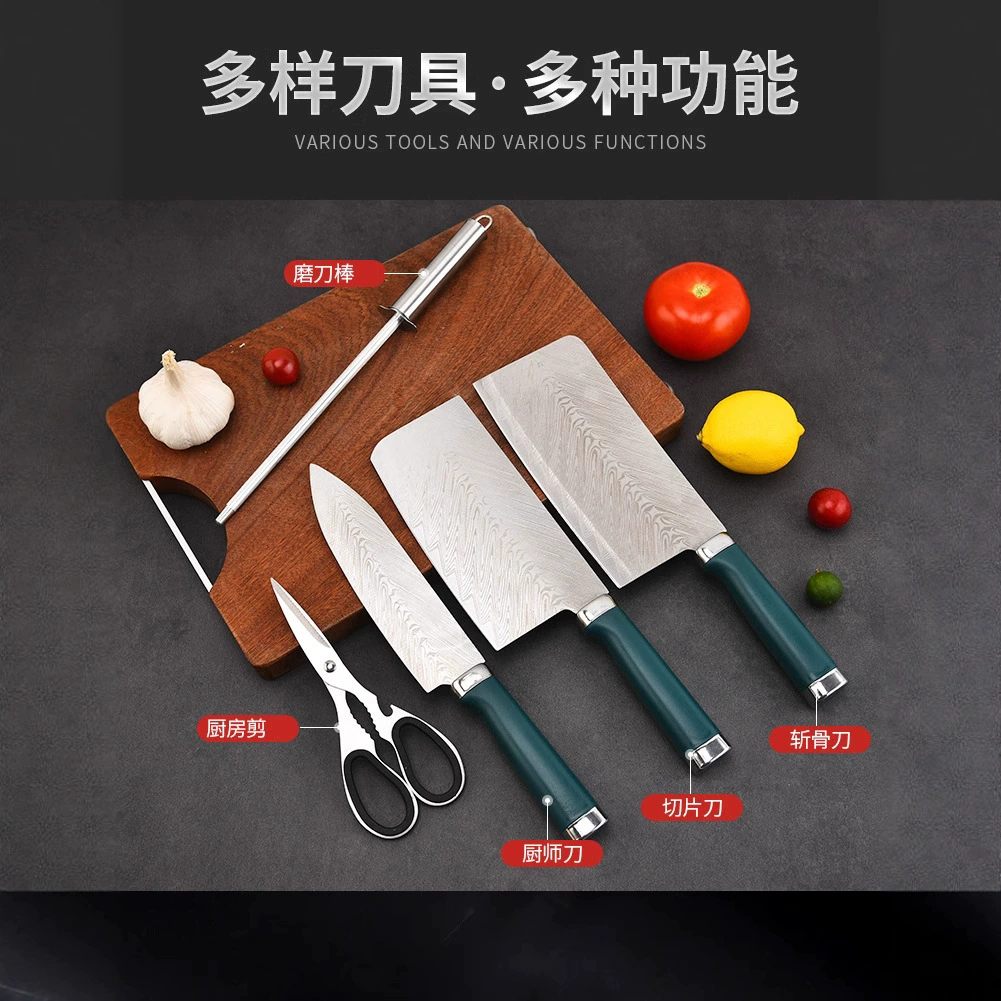 В наличии производители продают свой собственный набор немецких пищевых ножей с Дамасским узором, лазерный нож для нарезки костей, набор бытовых ножей