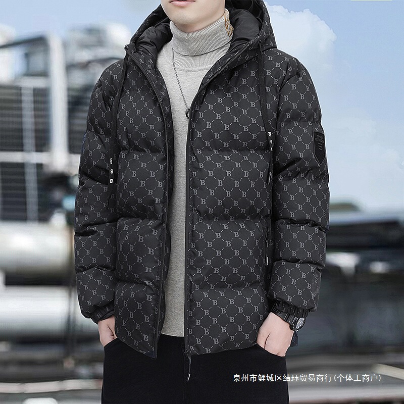 Cross-Border Foreign Trade B-Style Popular Men's Cotton Jacket with Zipper Pockets and Hooded Cardigan Cotton Jacket B-Style Youth Cross-Border Foreign Trade B-Style Popular Men's Cotton Jacket with Zipper Pockets and Hooded Cardigan Cotton Jacket B-Style Youth