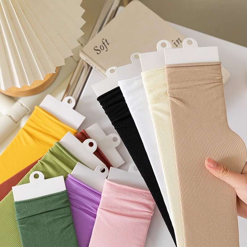 Calcetines de hielo de primavera y verano delgadas calcetines de hielo transpirables Zhuangyan al por mayor de color sólido multifuncional calcetines de mujer