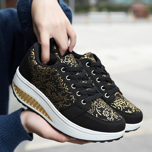 Rocking Shoes Women's 2024 New Outdoor Casual Women's Single Shoes Mesh Thick Bottom High-up Shoes Sports Women's Shoes Autumn Travel Shoes