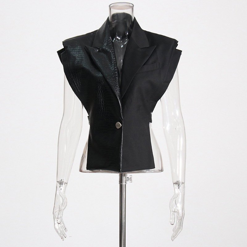 En stock 2024 nuevo cocodrilo patrón de costura de cuero traje de tela chaleco personalizado corte moda ajustable capa superior moda