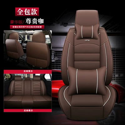 Surrounded Leather Seat Cover, Car Seat | Seat cushion, seat cover - yz-1-full-leather-deluxe-version-coffee-color-five-seats