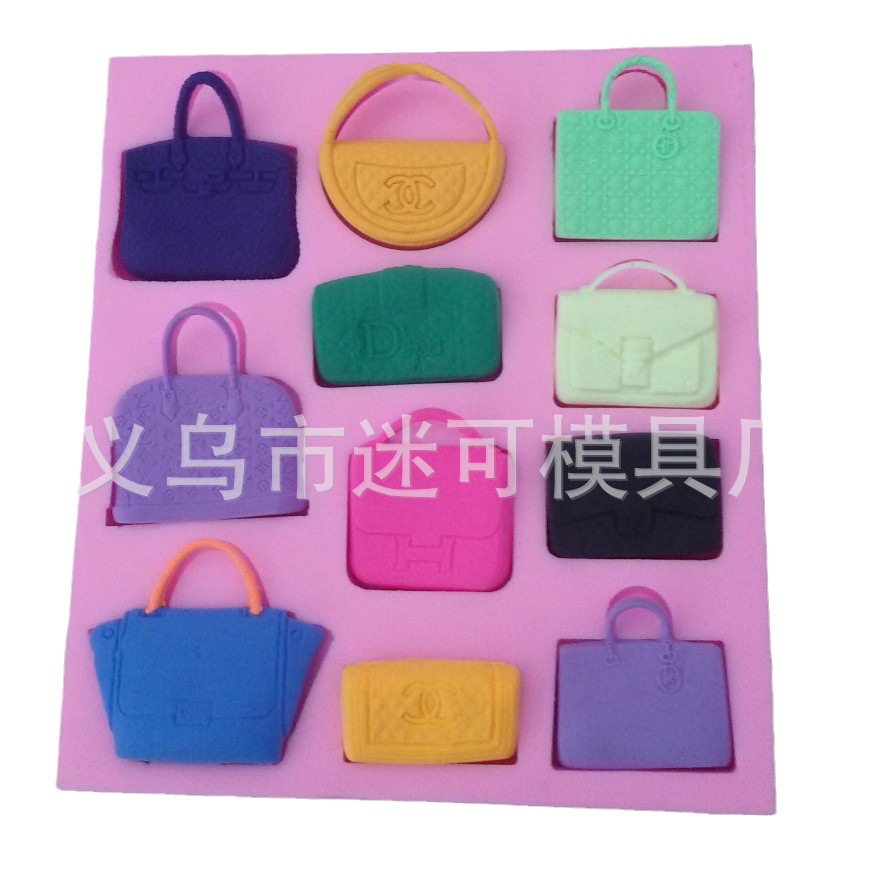 Exportación de comercio exterior molde de pastel líquido fondant molde de silicona moda bolso de las mujeres decoración de la torta DIY para hornear