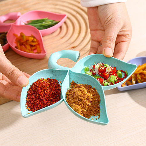 New multi-grid dipping sauce plate, condiment dish, vinegar dish, soy sauce dish, wheat straw dish, tableware dish