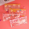 Transparent brand pencil case, capacious retro storage bag, flowered, Korean style