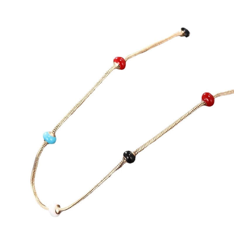 Xuking joyería europea y americana transfronteriza nueva aleación nicho colorido cuentas redondas serpiente cadena moda simple tobillera de las mujeres para las mujeres
