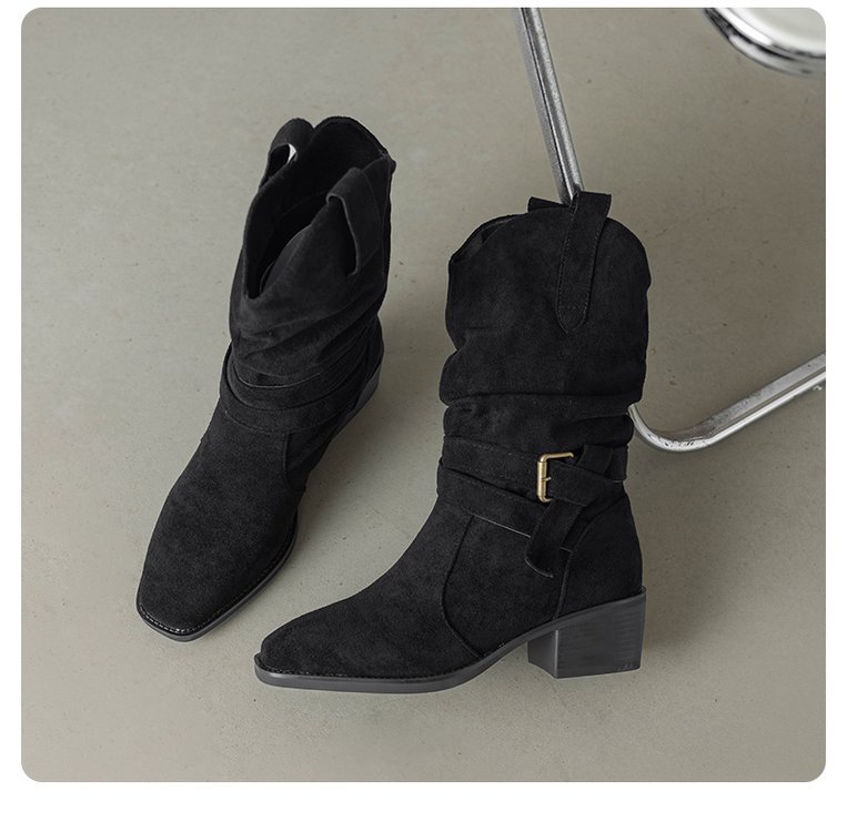 Botas de pila de gran cilindro para mujeres 2026 invierno nuevas botas cortas con botas de calentamiento de terciero botas Martin botas de talón medio grueso zapatos de mujer image 7