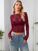 2025 new private clothing sexy lace short top hot girl Amazon beautiful nightclub slim long-sleeved shirt for women summer