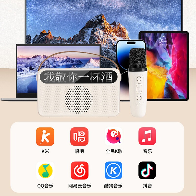 新しい Y9 歌詞表示 Bluetooth スピーカーワイヤレスマイクポータブルデスクトップモバイル KTV デュアルマイクカラオケアーティファクトオールインワン|undefined