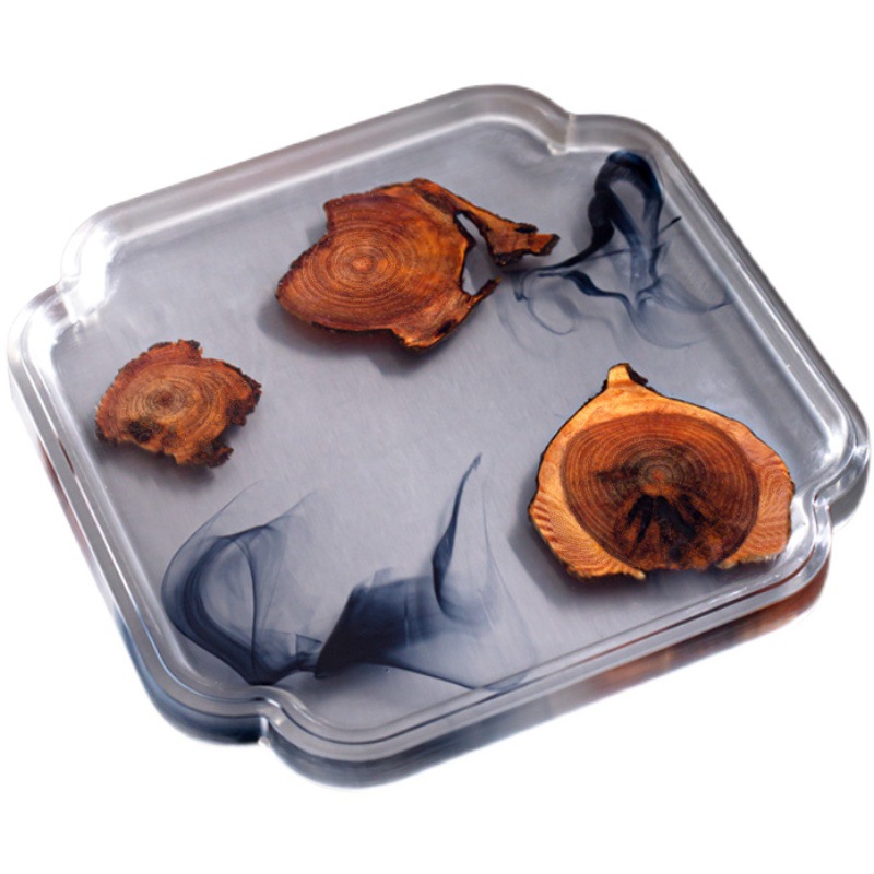 Winjiang transfronterizo aislamiento de tinta resina posavasos olla rodamiento de madera sólida bandeja de burbujas secas bandeja de madera pequeña bandeja de té bandeja de olla de una sola capa