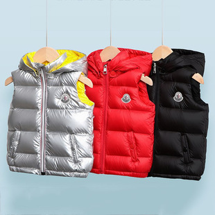 Children's down Vest Removable Hood Short 2024 Winter New Thickeneded Vest for Boys and Girls Kidsren's Vest