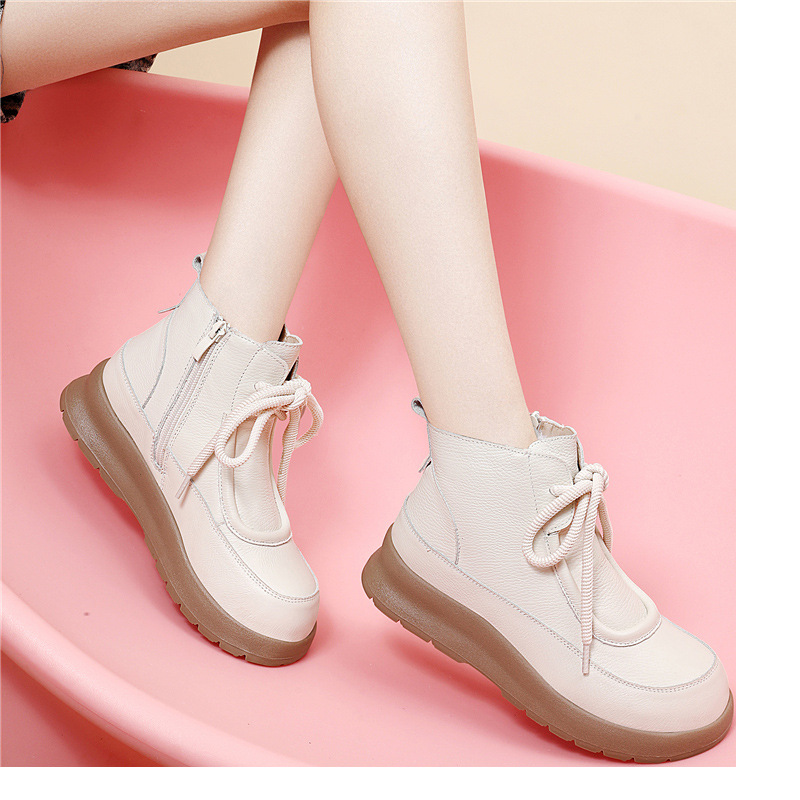 Thick-soled, Fleece-lined, Warm Women's Casual Outdoor Boots, New 2025 Autumn And Winter Versatile Martin Boots, Short Boots, Snow Boots_vogvips.com
