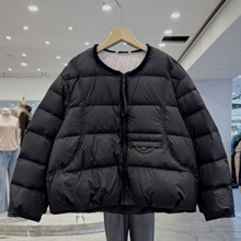 轻薄短款简约羽绒服女2025冬季新款时尚圆领宽松白鸭绒保暖外套潮