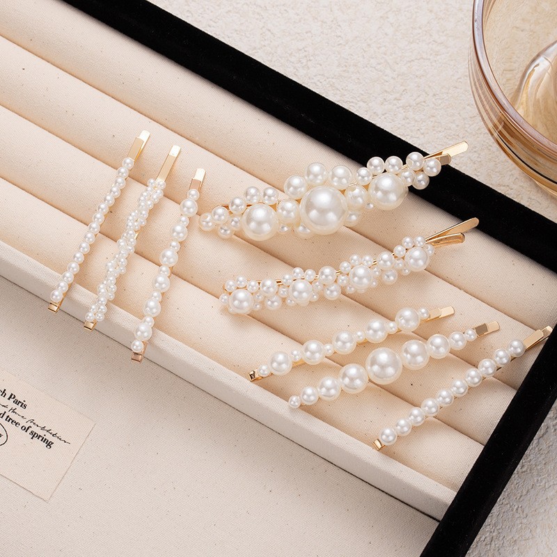 Pearl hair clip, elegant and simple Korean style, handmade flower hair accessory for girls' bangs, side clip, hairpin, bobby pin