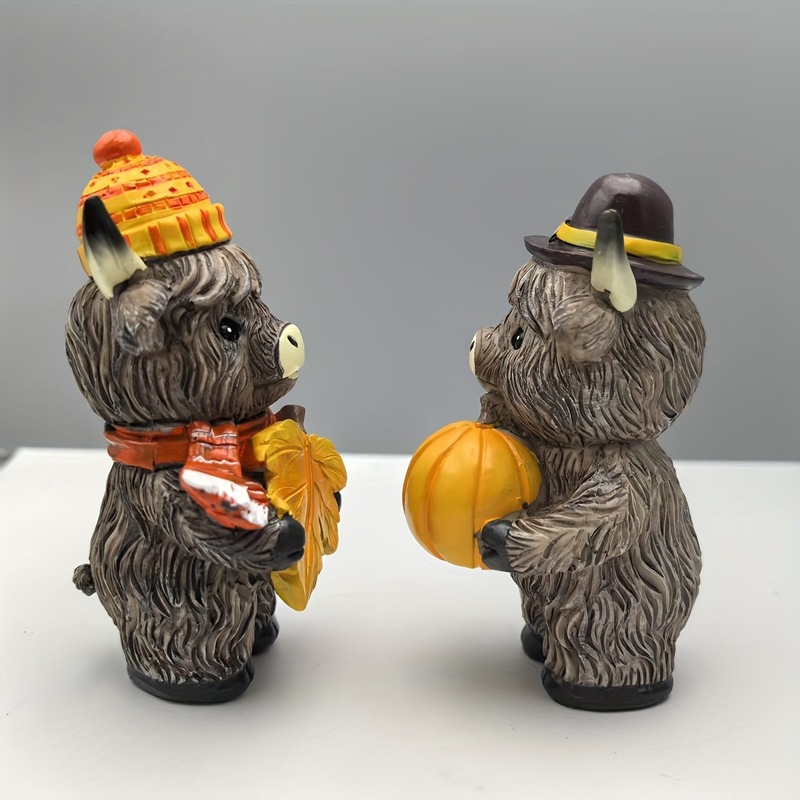 クロスボーダー新製品ハロウィンハイランド牛の装飾品カボチャ秋感謝祭パーティーの装飾樹脂装飾品|undefined