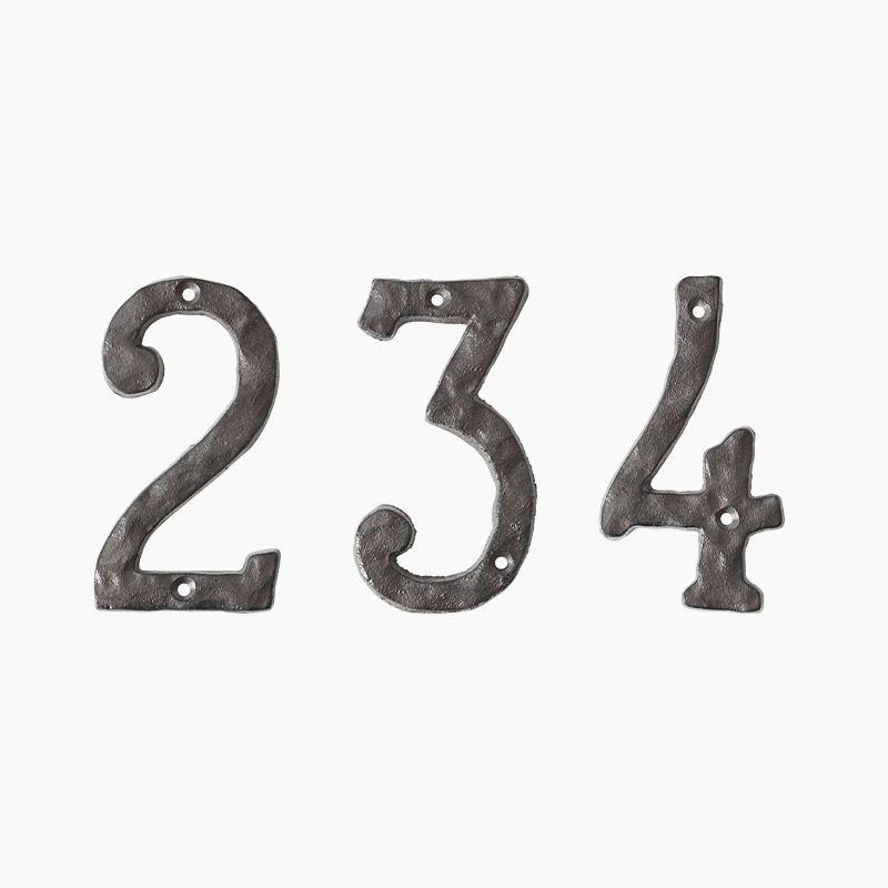 Retro Old Large Brown Embroidery Forged Cast Iron Digital House Number Iron Creative Hotel House Number Plate Decorative Plate