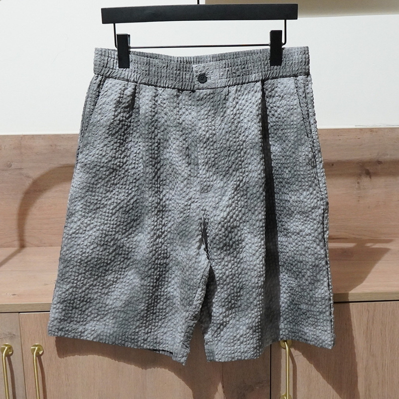 Original-European and American men's clothing wholesale technology gray camouflage printed bubble gauze pleated shorts loose shorts 7380761