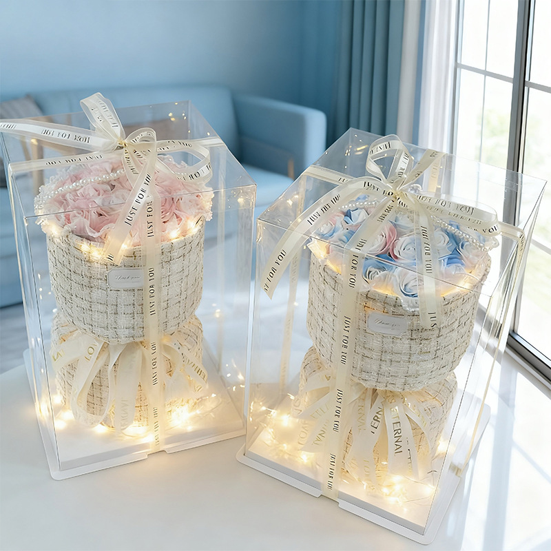 Christmas Small Fragrant Soap Bouquet for Girlfriend or Best Friend, Chinese Valentine's Day Gift, Eternal Artificial Rose Bouquet