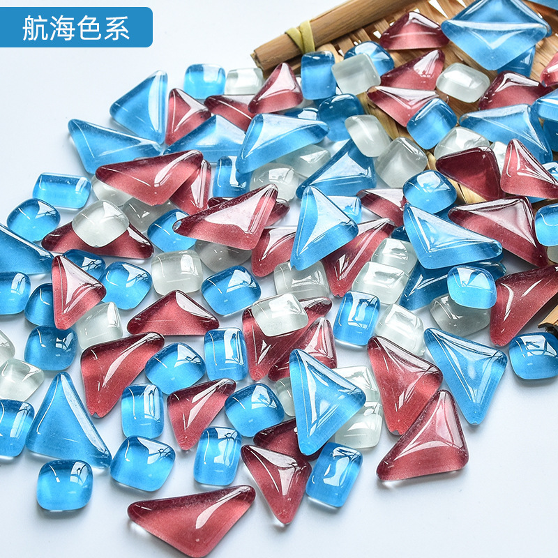 混合モザイク diy 手作りフリーストーンクリエイティブ生産材料カラークリスタルガラスルース粒子装飾自己粘着|undefined