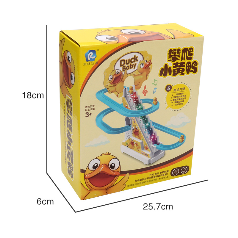 El mismo pato escalera pista de rompecabezas pequeño pato deslizante diapositivas música luces juguetes para niños al por mayor
