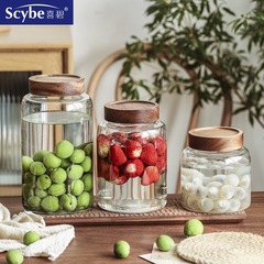 Crested Large-Capacity Airtight Jar with Lid for Pickling Plum & Waxberry Wine; Glass Bottle for Aging Tangerine Peel, Coffee, and Mixed Grains
