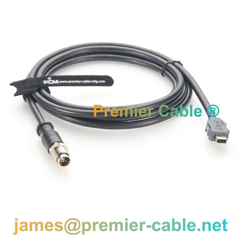 IX A-type interface to M12 X-coded male connector industrial Ethernet Cat6A cable, small IX interface to M12 IX A-type interface to M12 X-coded male connector industrial Ethernet Cat6A cable, small IX interface to M12