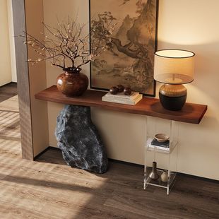 Light Luxury Acrylic Entrance Table Corridor Wall Chinese Art Solid Wood Simple End Table Modern Entry Strip Case