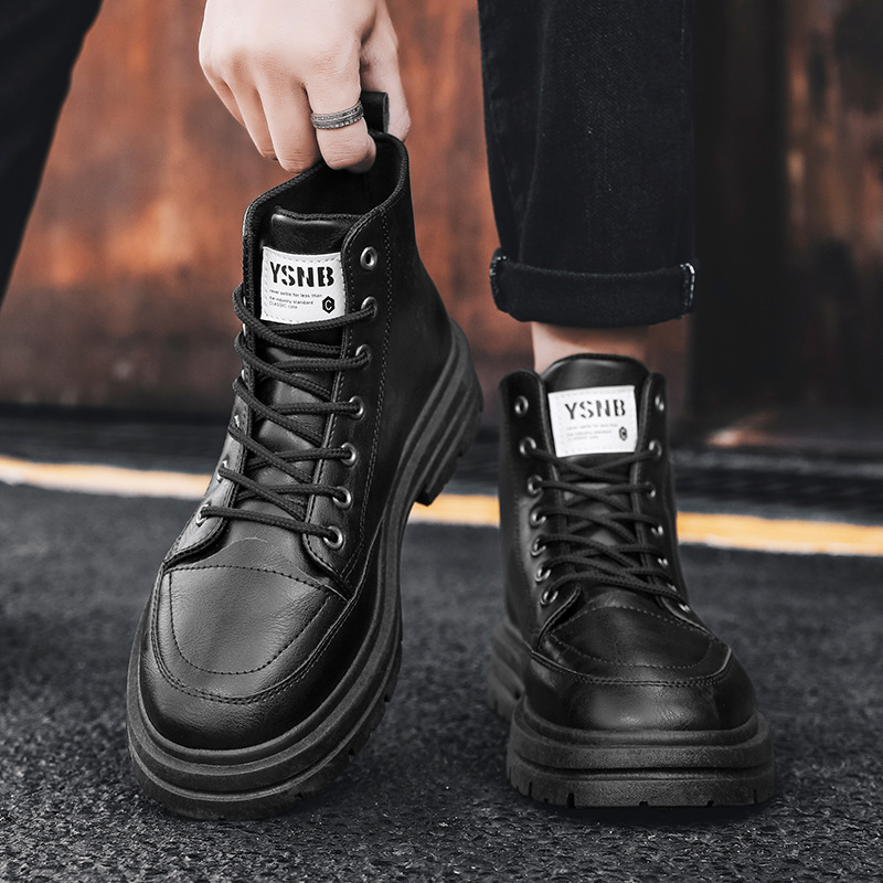 Otoño zapatos de hombre, botas Martin, botas británicas de trabajo para hombres, zapatos casuales de trabajo para hombres, botas de trabajo altas