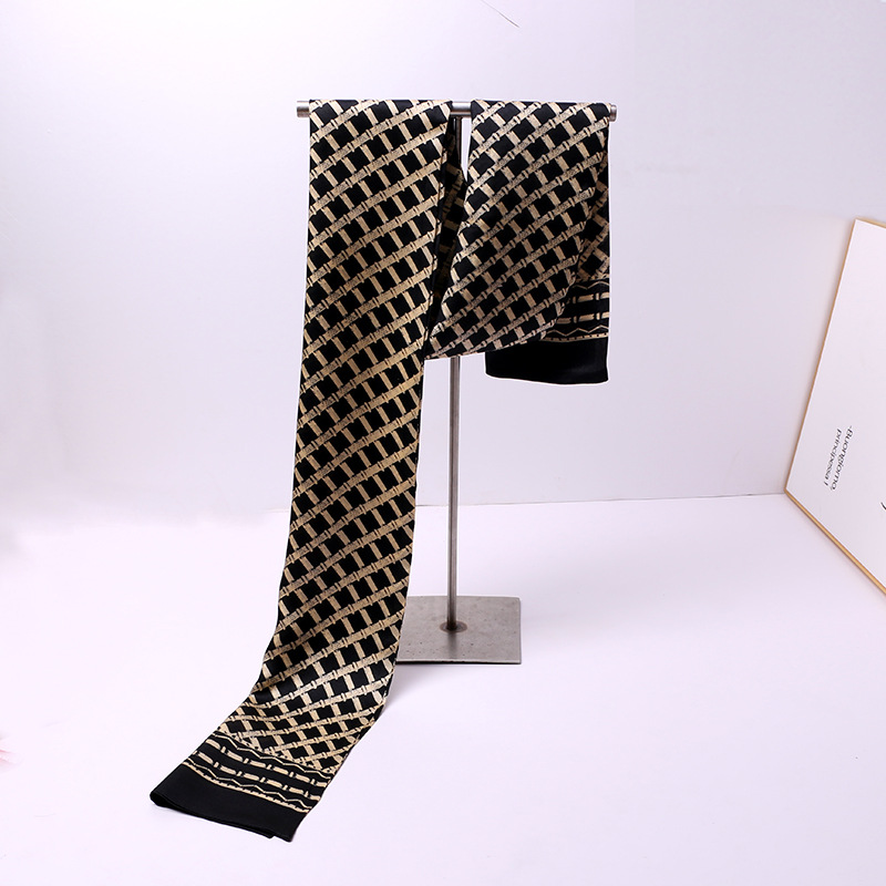 春秋新款男士围巾真丝薄款蚕丝丝巾双层商务正装围脖印花小额批发