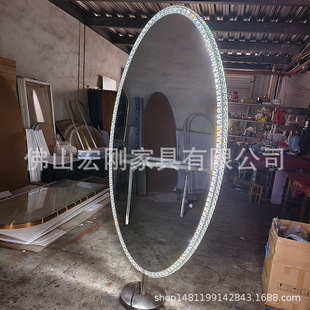 New Internet-famous hairdresser mirror table hairdresser mirror hair salon dedicated mirror table with light floor single wall-mounted mirror