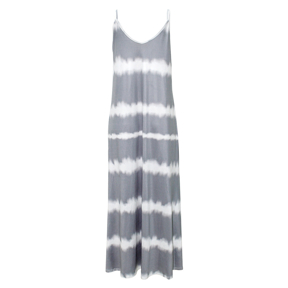 Summer Cami Dress Printed Striped Maxi Dress Loose Dress Women