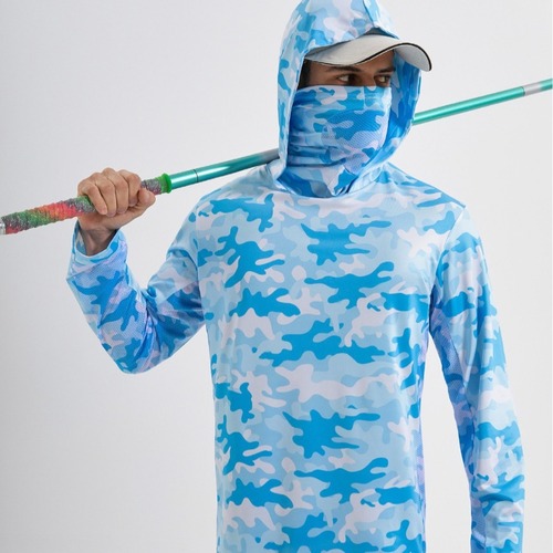 Fishing jacket, fishing shirt, long sleeve, UV protection face mask, hooded fishing jacket, UPF 50+, cross-border sun protection fishing jacket