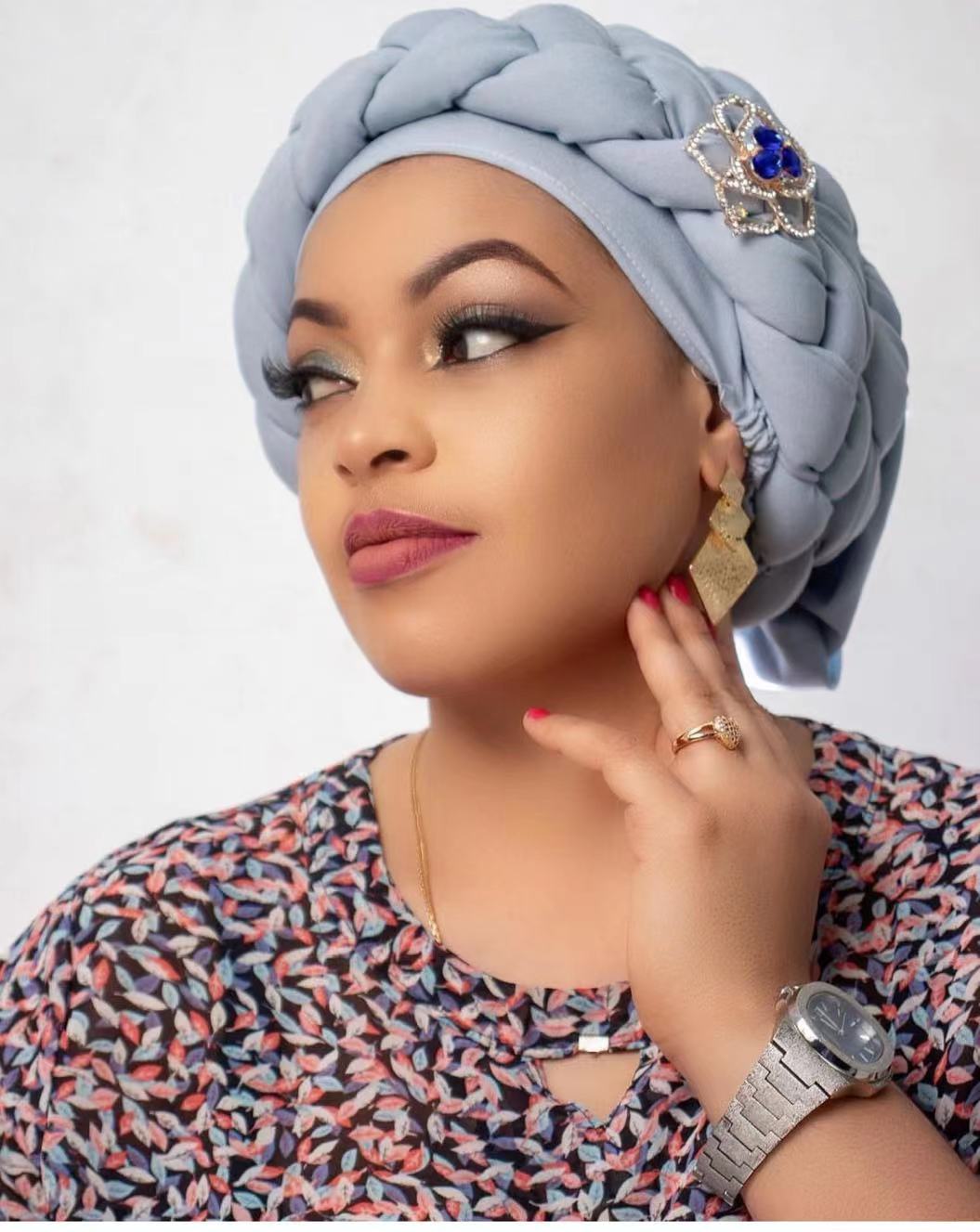 Muslim hat Autumn African hand-braided hat with accessory turban wrap_voghion.com