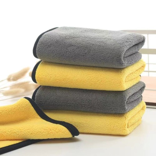 Dual-color towel double-sided thickened water-absorbent coral velvet car wiping cloth household pet towel car washing towel bulk sale