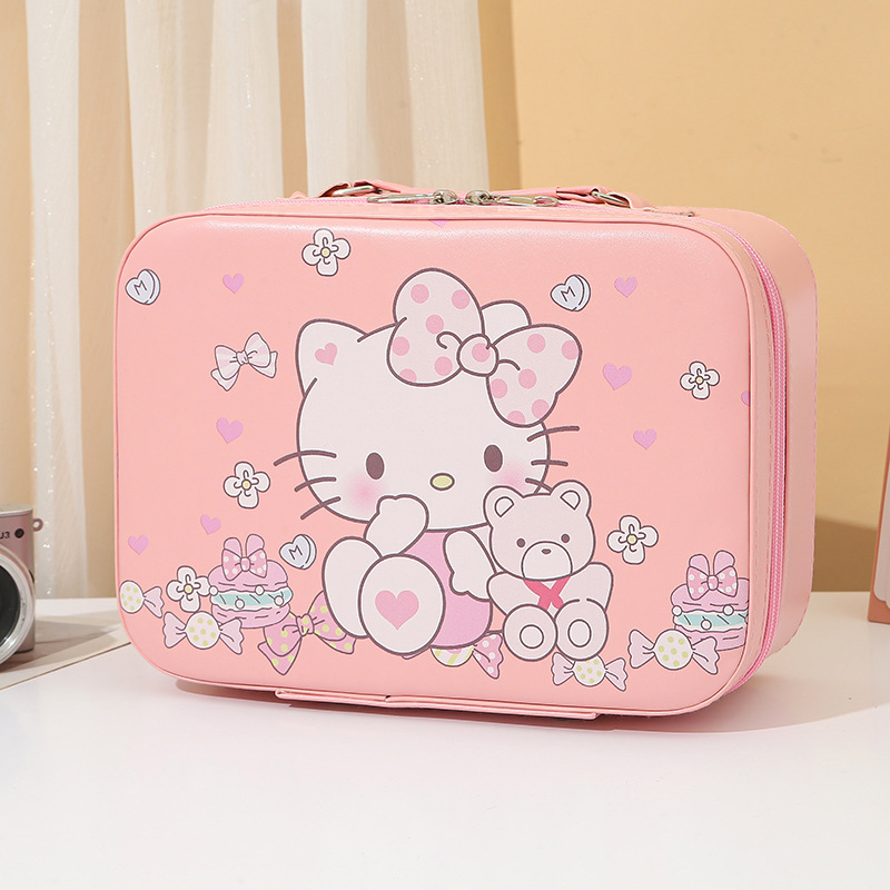 ハローキティ化粧品バッグ大容量化粧品ポータブル収納ボックスかわいい漫画 PU レザー化粧品ケースのカスタマイズ|undefined