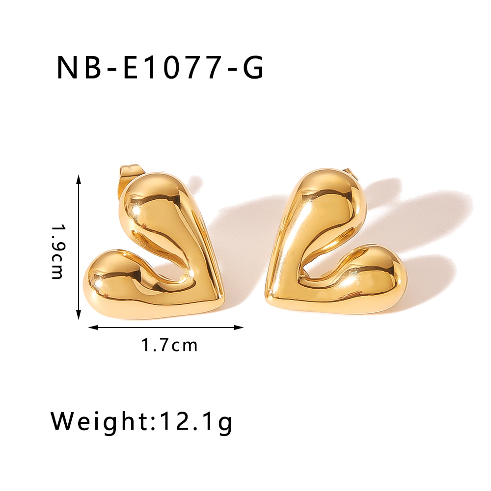 16g Weight PVD Coated Gold Plating Process 304 Stainless Steel Ear Needle Material PVD Coated 18K Gold Real Gold Plated C Shape Geometric Heart Shape 304 Stainless Steel IG Style Modern Style Waterproof Non Tarnish Ear Studs
