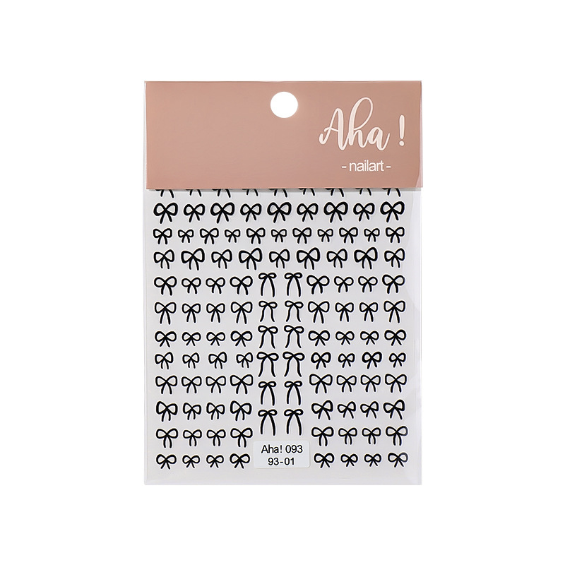 Pegatinas de Uñas con Diseño de Lazo, Estilo Nuevo, Transfronterizo, Calcomanías en Blanco y Negro con Lámina Dorada, Finas y Flexibles, Decoración de Uñas Sencilla